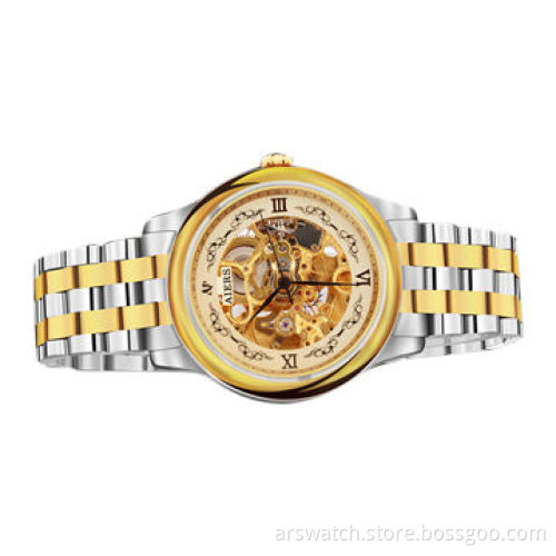 New antique automatic mechanical skeleton watch, with stainless steel case, automatic movement